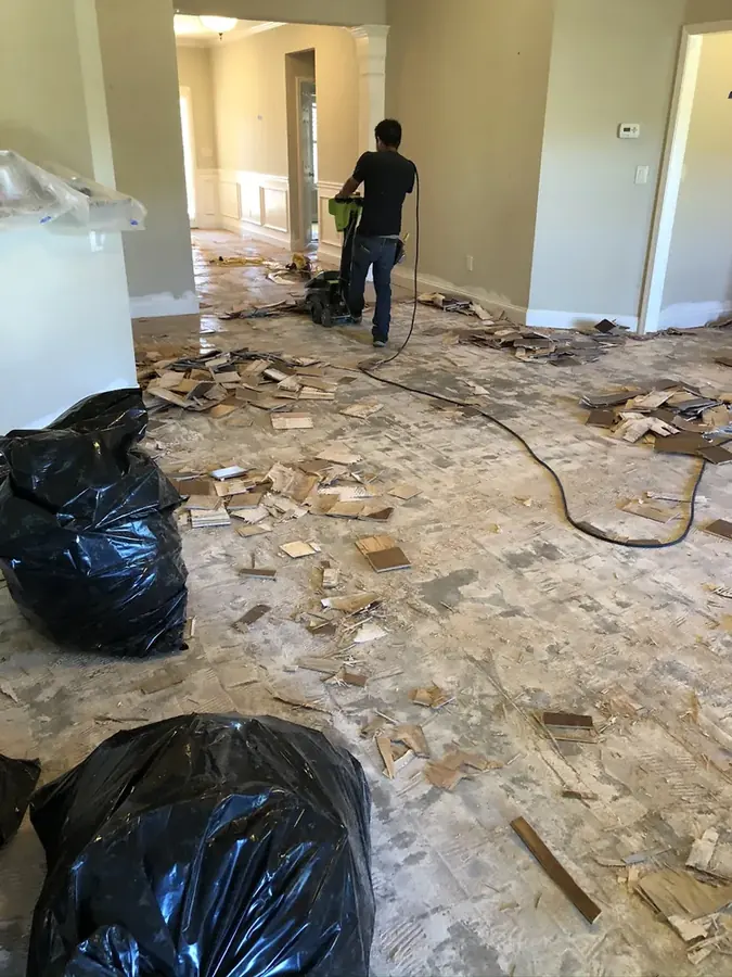 Baseboard removed after a leak