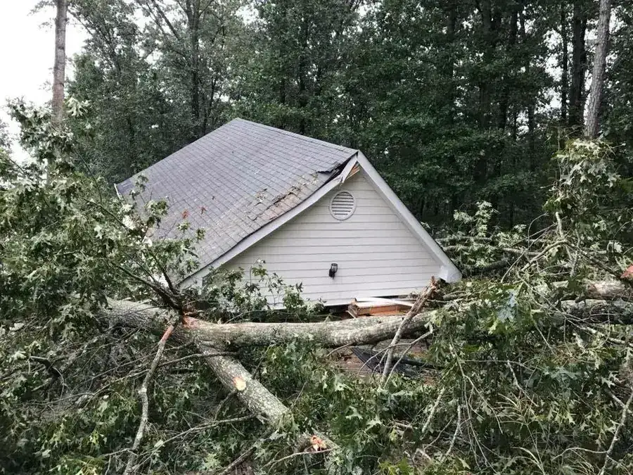 Roof leak and ceiling stain after a Cary storm